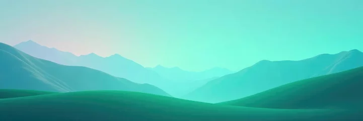 Fototapete Soft blue hues blend with green in gradient background, gradient effects, atmosphere, landscape © Thanwara