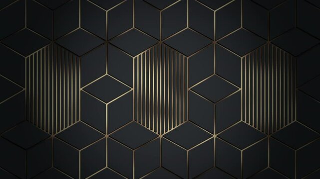 Abstract elegant black gold hexagonal video background