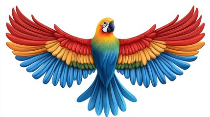 Obraz premium Colorful Macaw with Outstretched Wings, Detailed Feather Illustration