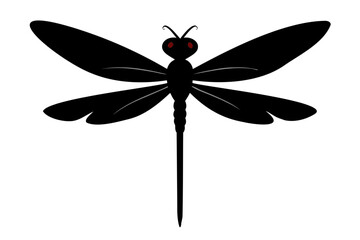 Silhouette vector illustration of a dragonfly isolated on a transparent background