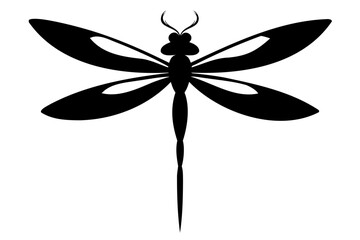 Minimalist Dragonfly Silhouette Vector Illustration on Transparent Background