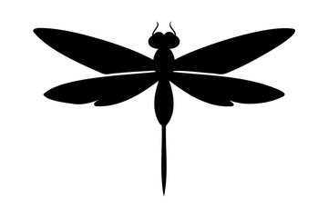 Minimalist Dragonfly Silhouette Vector Illustration on Transparent Background