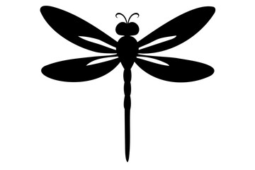 Silhouette vector illustration of a dragonfly isolated on a transparent background