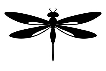 Silhouette vector illustration of a dragonfly isolated on a transparent background