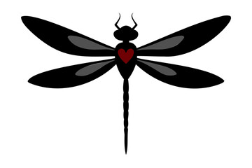 Silhouette vector illustration of a dragonfly isolated on a transparent background
