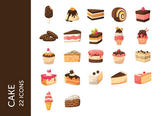Cake icon pack. Set icon design
