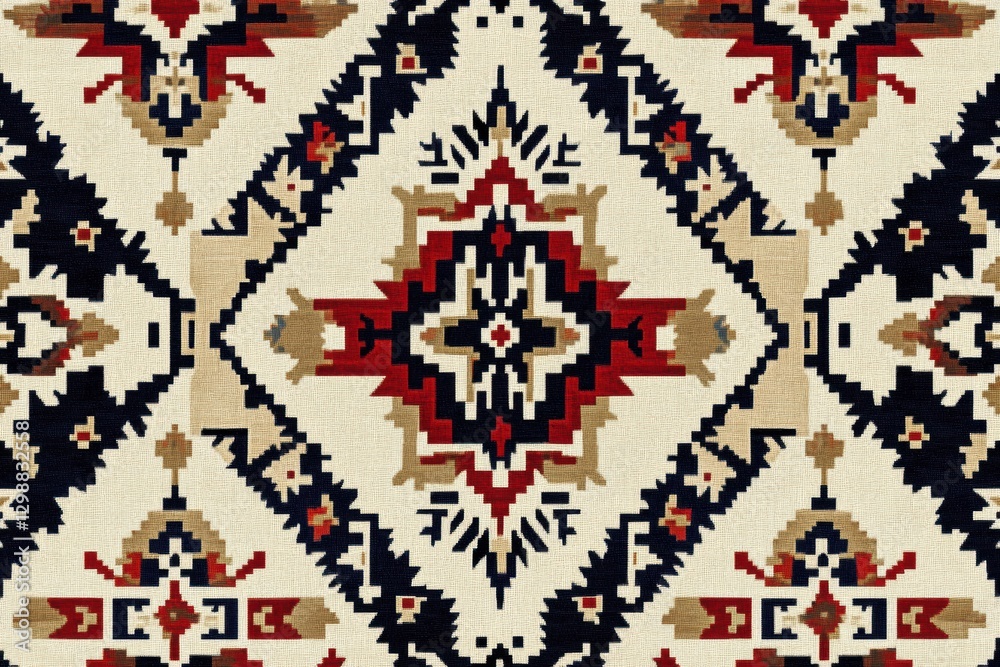 Aufkleber traditional geometric design on a fabric featuring rich colors and intricate patterns for home decor