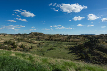 Sunlight on the badlands of North Dakota.