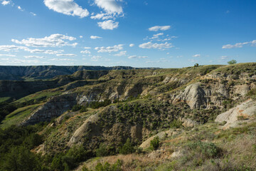Sunlight on the badlands of North Dakota.