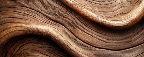 Abstract image of curving and flowing textured wood surface