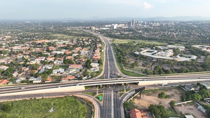 Flooding of the Notwane river bridge leading to Tlokweng from Gaborone, Botswana, Africa