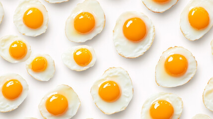 Seamless tileable pattern of cute fried eggs in a minimalistic style