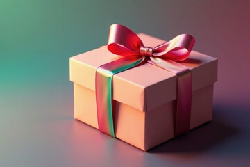 Obraz premium Gift box with colorful ribbon tied neatly around it, package, decorative item