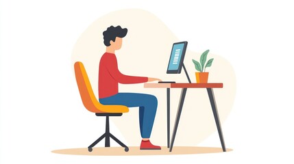 Person Working at Computer