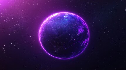 Glowing Earth with abstract network connections, symbolizing global connectivity and unity in a vast universe.