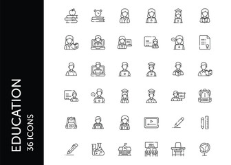 Education icon pack. Set icon design