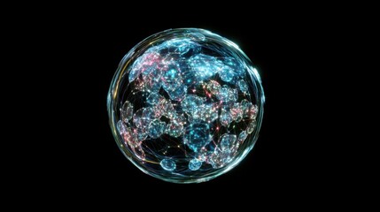 Obraz premium Glowing Earth with abstract network connections, symbolizing global connectivity and unity in a vast universe.