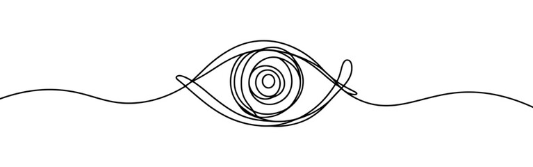 Eye continuous one line drawing. Human eye in simple linear style. Vector illustration.