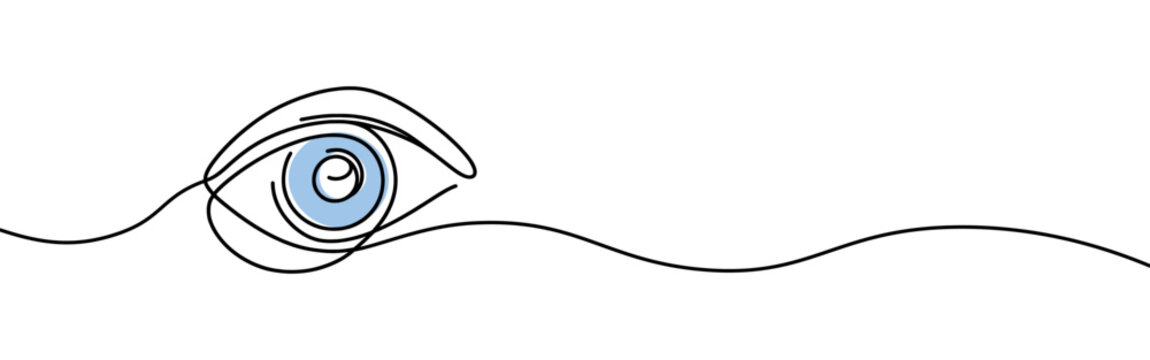 Eye continuous one line drawing. Human eye in simple linear style. Vector illustration.