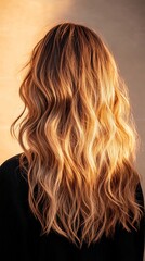 Naklejka premium woman wavy hair glowing ambient light