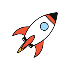 Rocket icon. Spaceship, rocket launch symbol. Vector illustration.