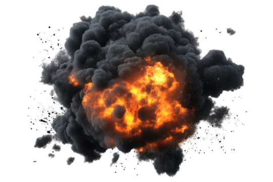 Explosive fireball burst studio png background transparent smoke explosion digital art dramatic viewpoint visual impact