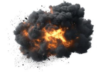 Explosive fireball eruption graphics background png transparent effect dark smoke clouds action scene