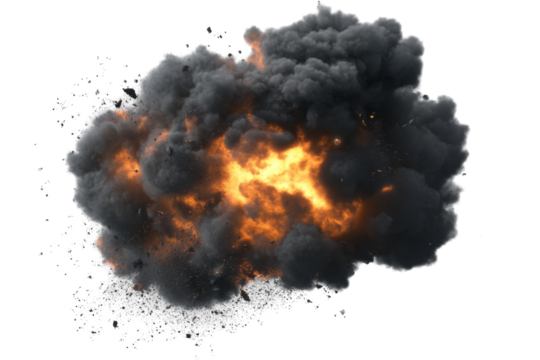 Explosive fireball eruption graphics background png transparent effect dark smoke clouds action scene