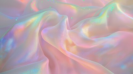 Obraz premium Iridescent pastel fabric with shimmering light effects for trendy backgrounds