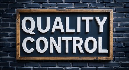 Obraz premium quality control lettering on a signage in door background