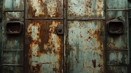 Rusted Metal Door With Recessed Panels and Fasteners