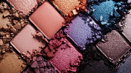 Fototapeta premium Closeup of Eyeshadow Palette with Bold Tones