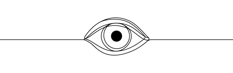 Eye continuous one line drawing. Human eye in simple linear style. Vector illustration.