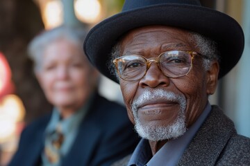 Senior financial adviser providing guidance to a couple on investment strategy and retirement planning in an outdoor setting with natural light.