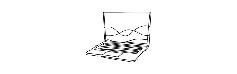 Laptop continuous one line drawing. Gadget sign in simple linear style. Vector illustration.