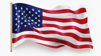 Realistic American Flag Isolated on Transparent Background