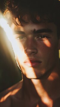 man half-smile golden reflections