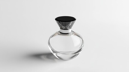 Elegant Clear Perfume Bottle on White Background