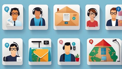 "Collection of Contact Icons: PNG Design Elements"