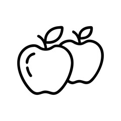 Healthy school snacks icon with apples in black outline style