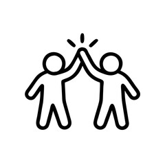 Kids high-fiving icon in black outline style