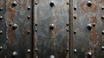 Fototapeta premium Rusted Metal Panel With Decorative Studs