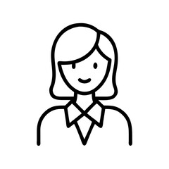 Obraz premium Female teacher icon in black outline style