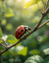 Obraz premium Nature’s Charm: The Delightful Beauty of Ladybugs