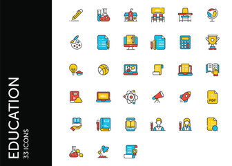 Fototapeta premium Education icon pack. Set icon design