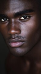 Obraz premium young African man brown eyes pastel hues