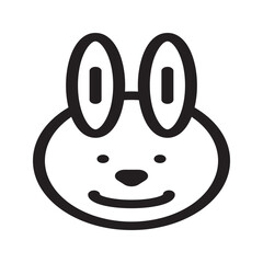 Obraz premium Sleeping rabbit face line icon with closed eyes and relaxed ears.