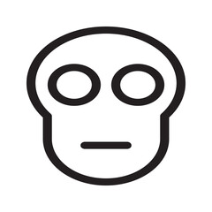 Skull line icon with a frowning expression. A spooky yet expressive design suitable for Halloween, horror themes, or gothic illustrations.