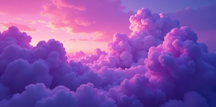 Swirling purple clouds in a misty evening sky, purple, soft