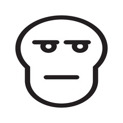Line icon of an annoyed skull with furrowed brows.